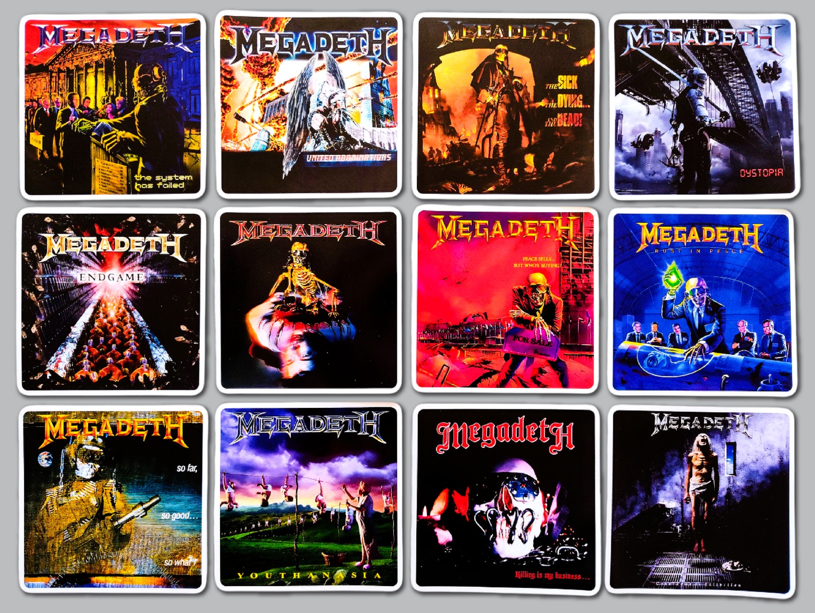 Megadeth Inspired Vinyl Sticker Lot (12 Stickers) thrash metal metallica exodus