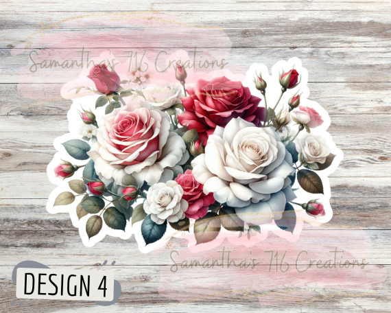 Roses Vinyl Stickers 3" For Laptops, Cups, Etc. Indoor, Water Resistant