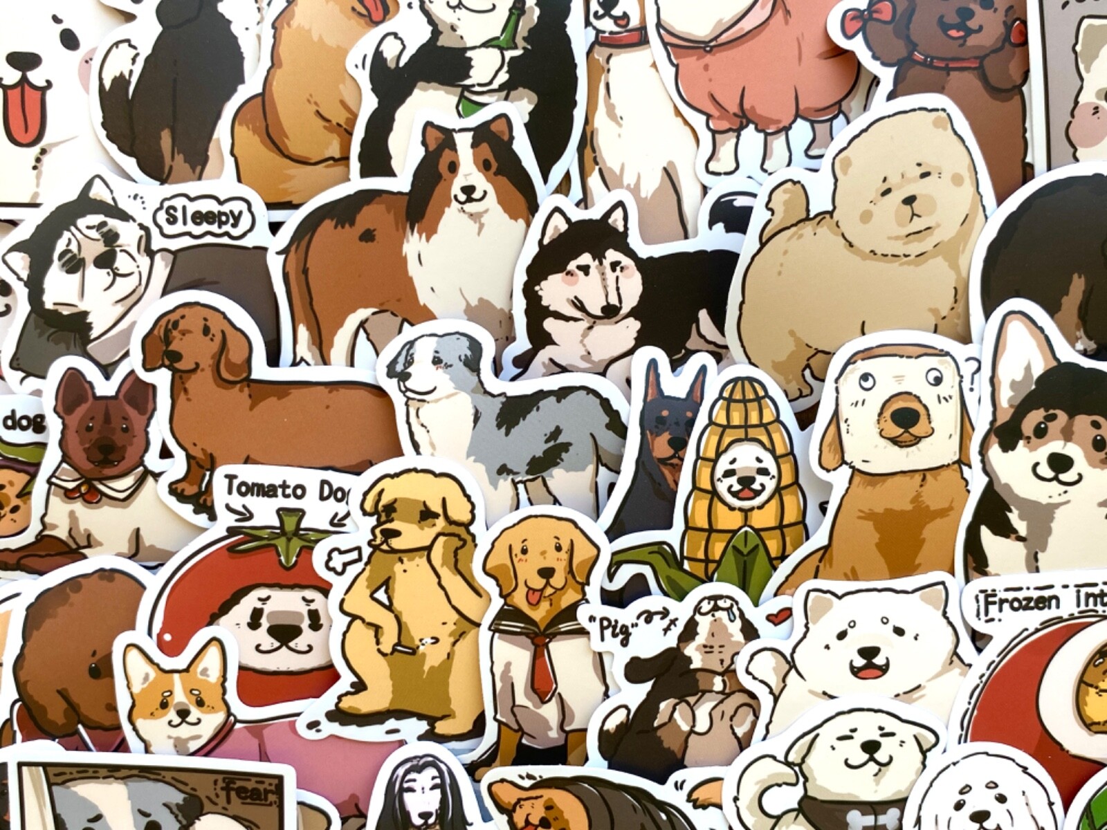 5-50 pcs Dog Stickers, Cute Animal Stickers, Dog Paw Vinyl Laptop Phone Decals