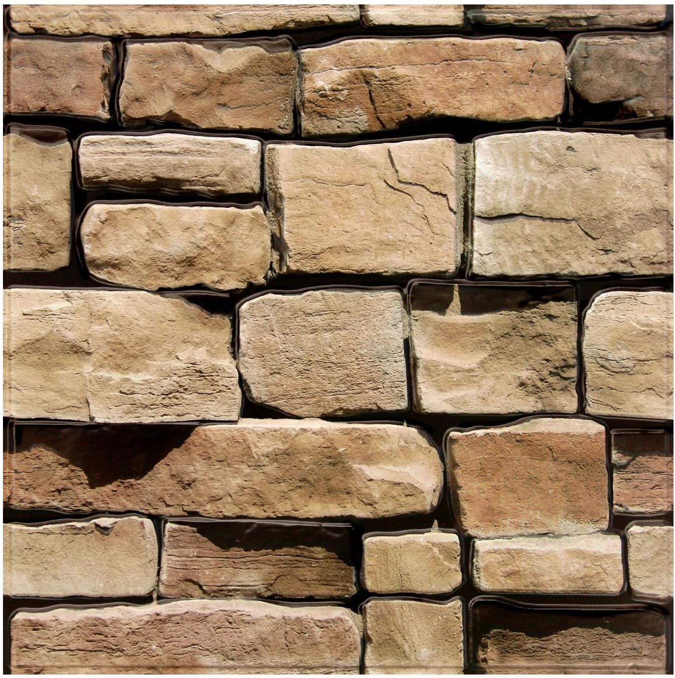 3D Peel and Stick Faux Stone Wall Panels 11.8" x 11.8" 10-Pack, Stone-Look Wa…