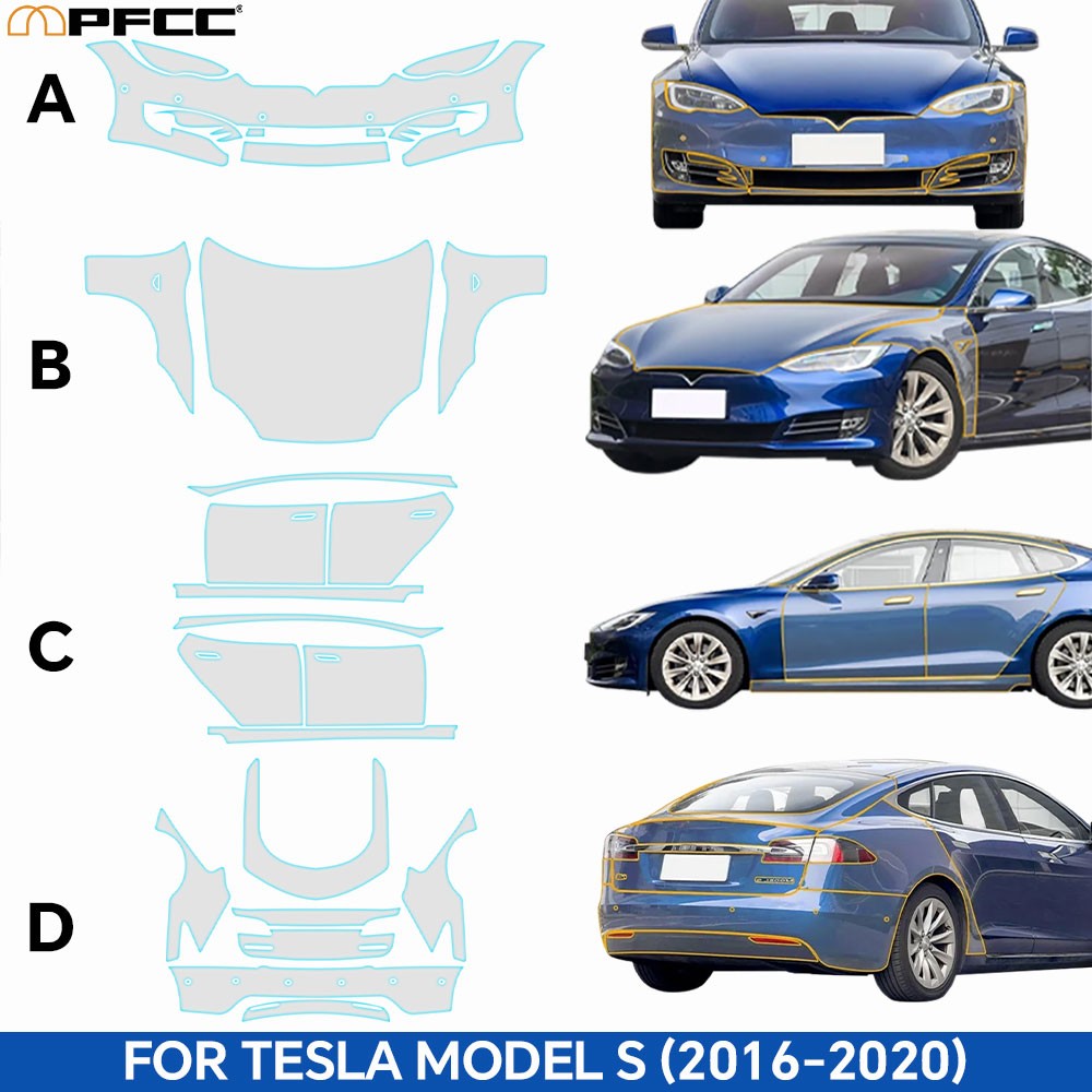 For Tesla Model S 2016-2020 PreCut Paint Protection Film Clear Bra PPF Kit