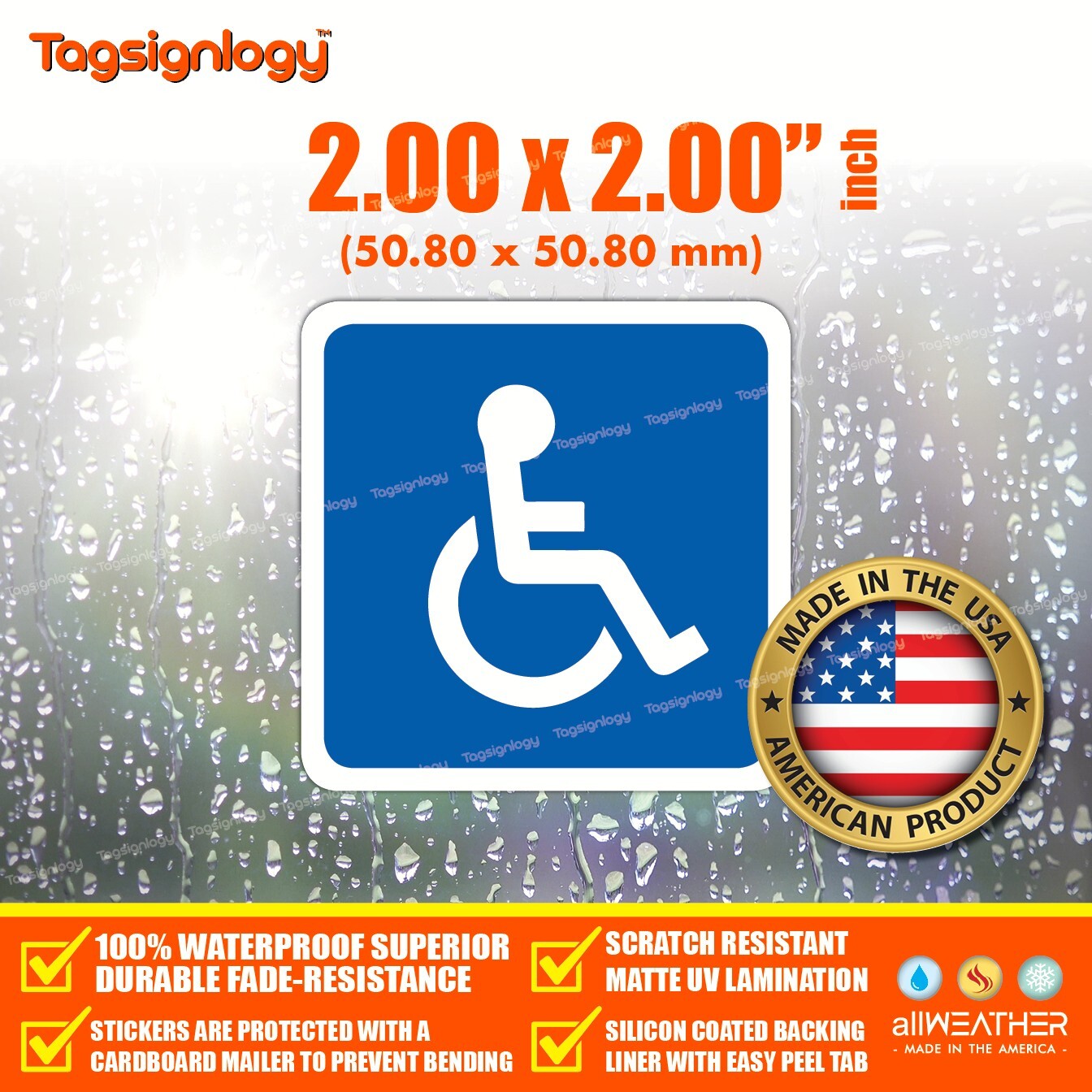 (6 pcs) Handicap Accessible 2" inch Sticker Disabled Car Parking Logo Vinyl Sign