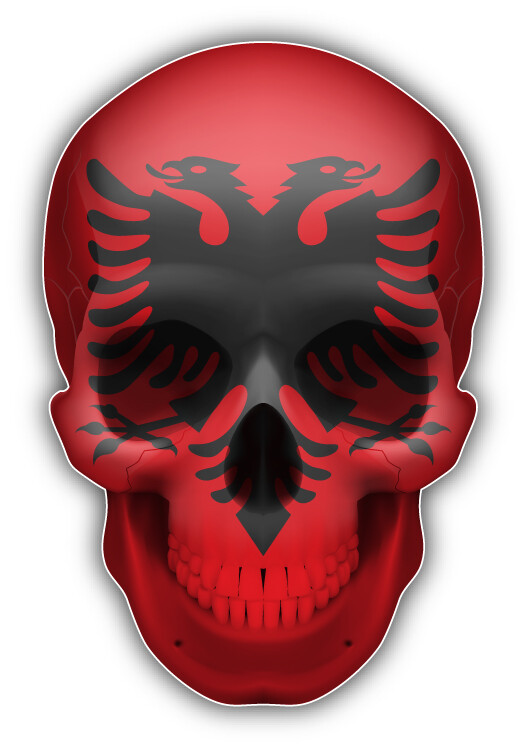 Albania Flag Skull Car Bumper Sticker Decal