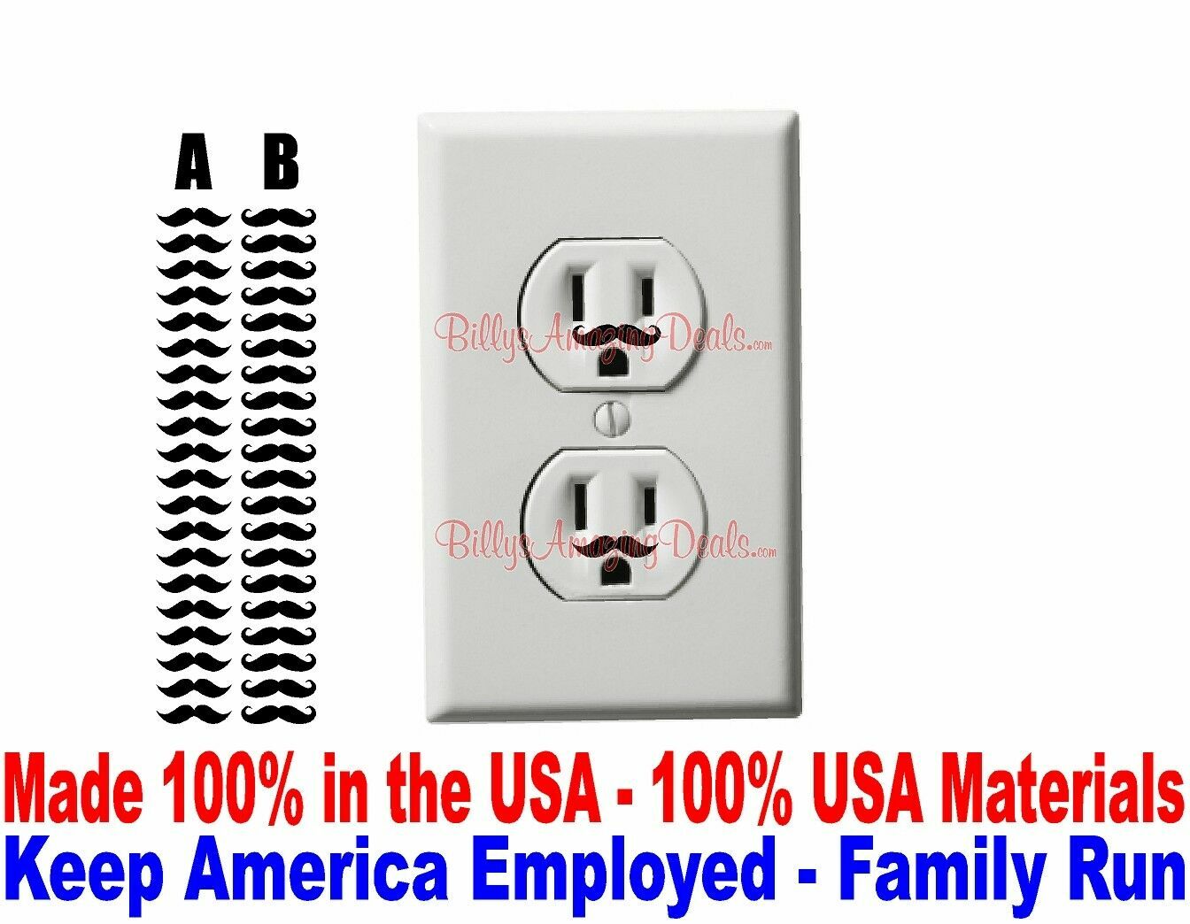 Mustache Vinyl Decal 40 set 1" Funny Wall Electric Outlet Sticker RIFLESTACHE AB