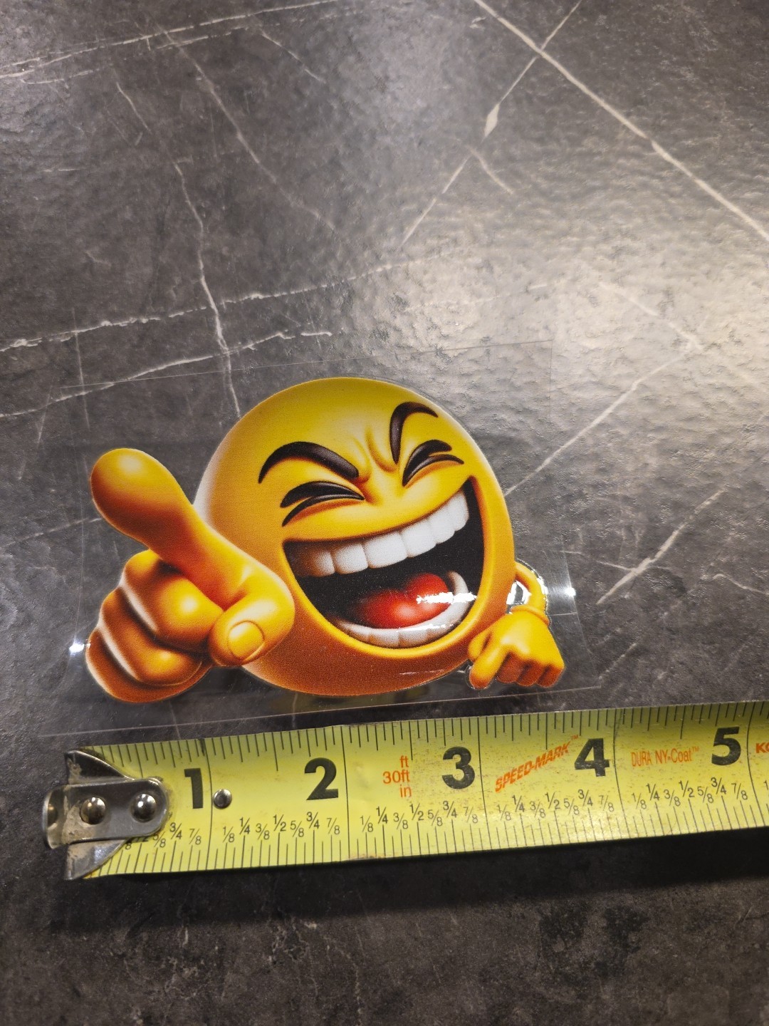 Laughing At You Smiley Face Emoji UVDTF Raised Decal Sticker Waterproof Color