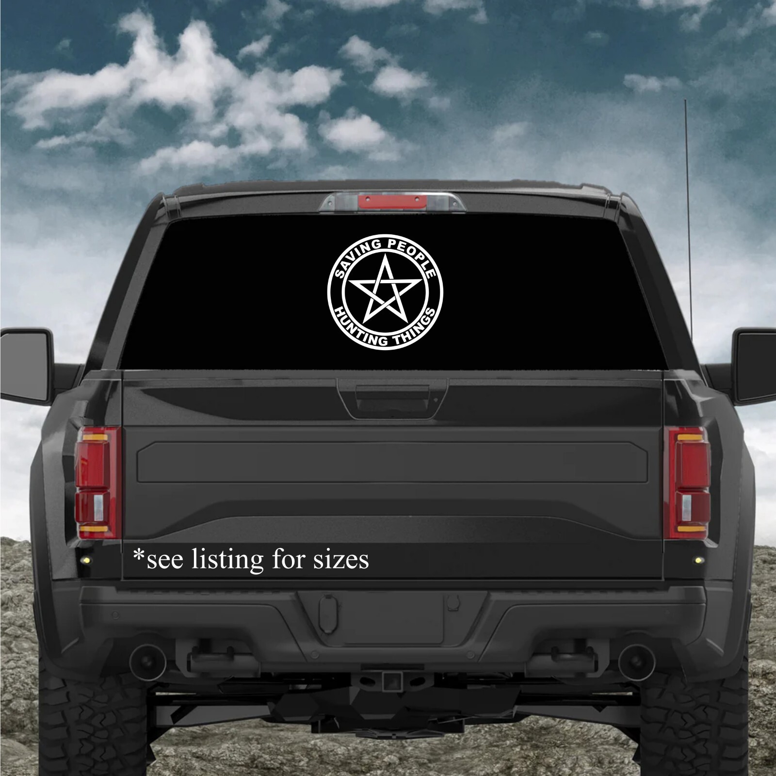 Saving People Hunting Things Supernatural Vinyl Decal with pentacle, free ship