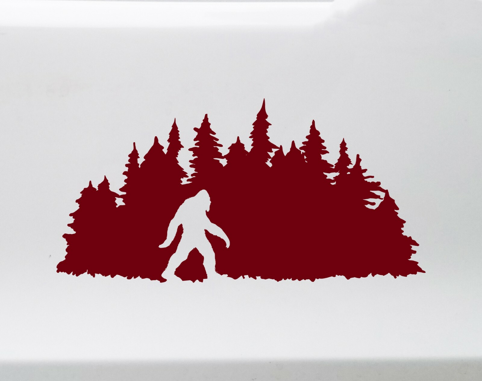 Bigfoot in Tree Line V5 Vinyl Decal – Pine Trees Forest PNW Sasquatch – Die Cut