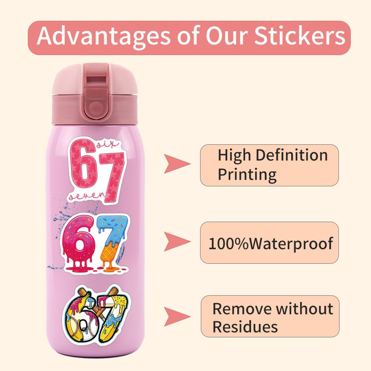110Pcs 6-7 Stickers, Funny Waterproof Vinyl for Phone, Water Bottle, Luggage
