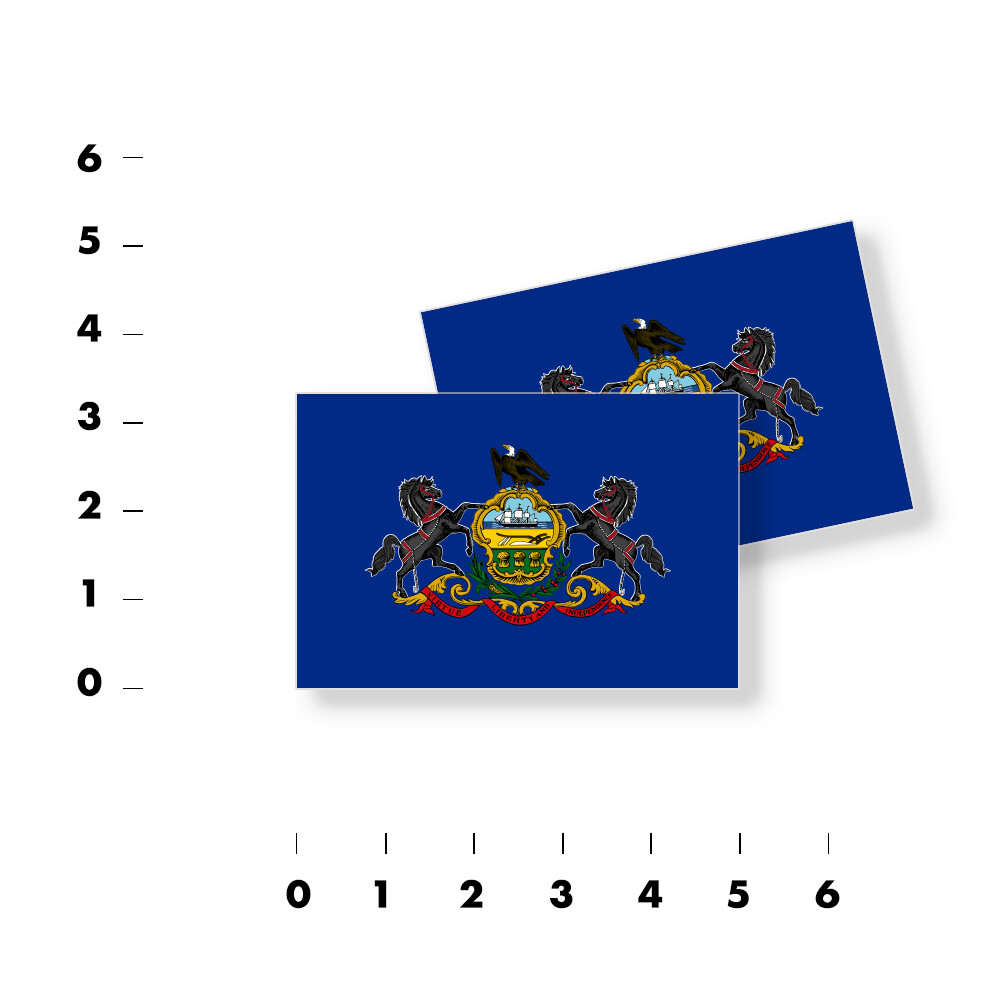 Pennsylvania State Flag – Set of 4 Vinyl Stickers / Vinyl Decals Various Sizes