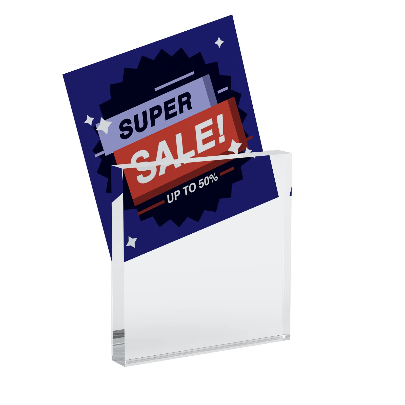 6" X 6" Acrylic Block Sign Holder Econoco HVACTK66 (Pack Of 10)