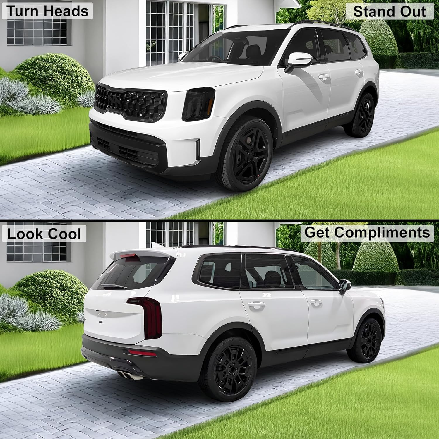 Kia Telluride 2023-2025 Dark Smoke Headlight Taillight Tint Film Kit