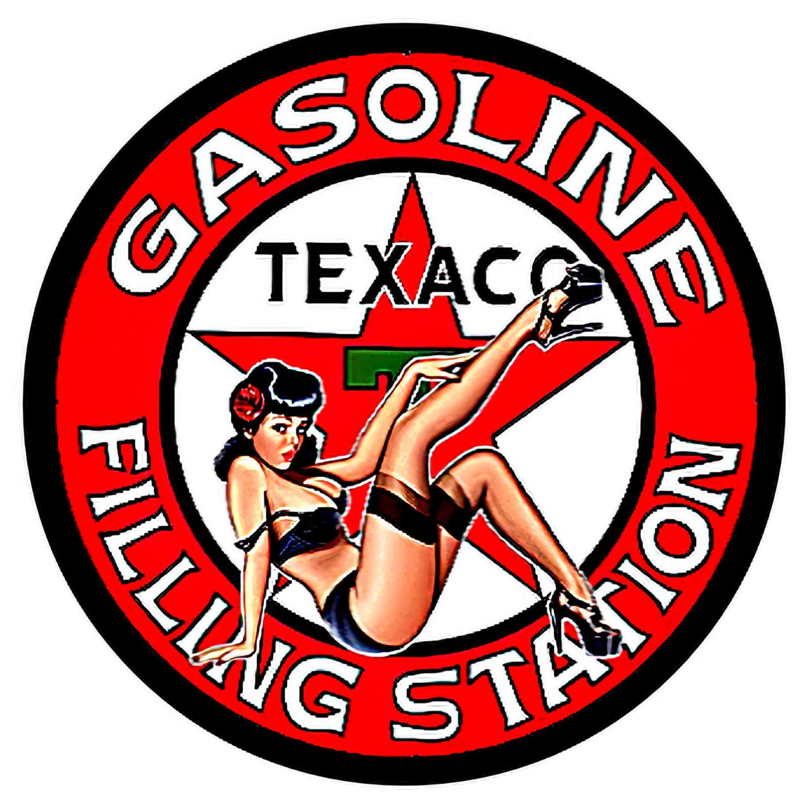 TEXACO GAS STATION STICKER SIGN SEXY WOMAN GASOLINE STATION FILLING STATION