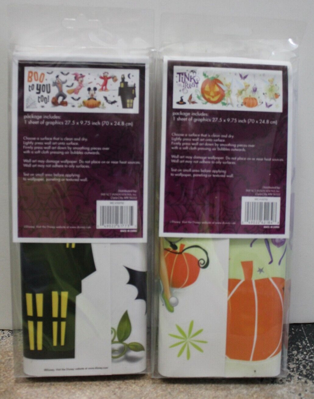 IMPACT INNOVATIONS–2 DISNEY Halloween wall art sets (peel, stick) NEW