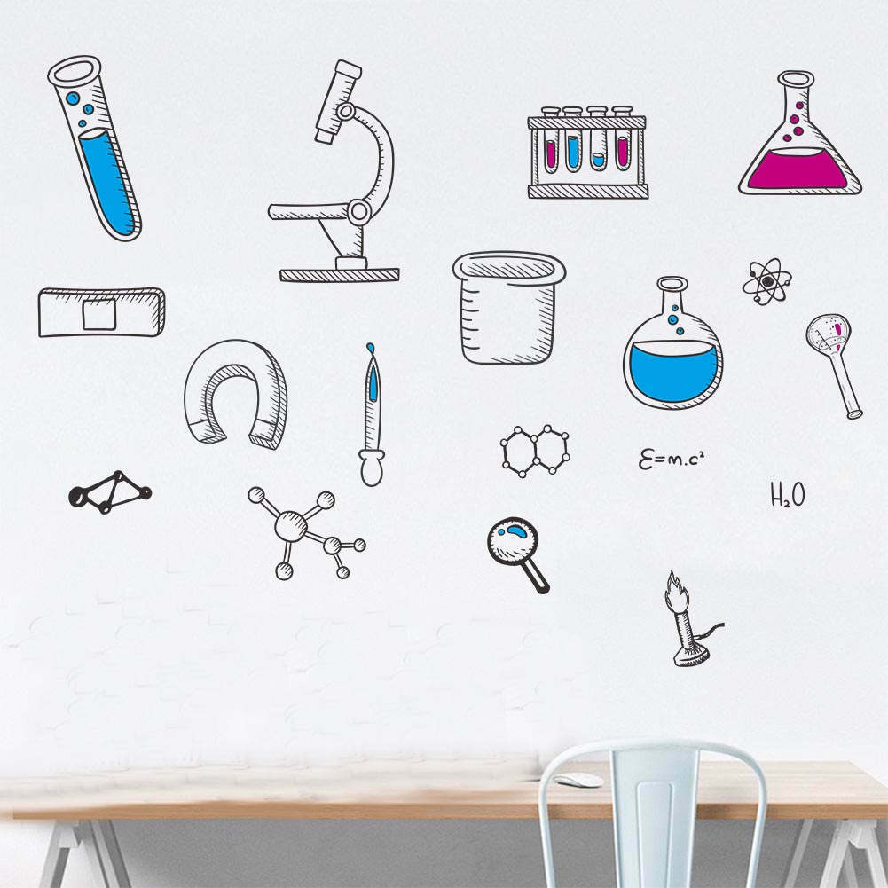 Science Laboratory Wall Decals Vinyl Stickers Nursery DIY Home Art Decorations