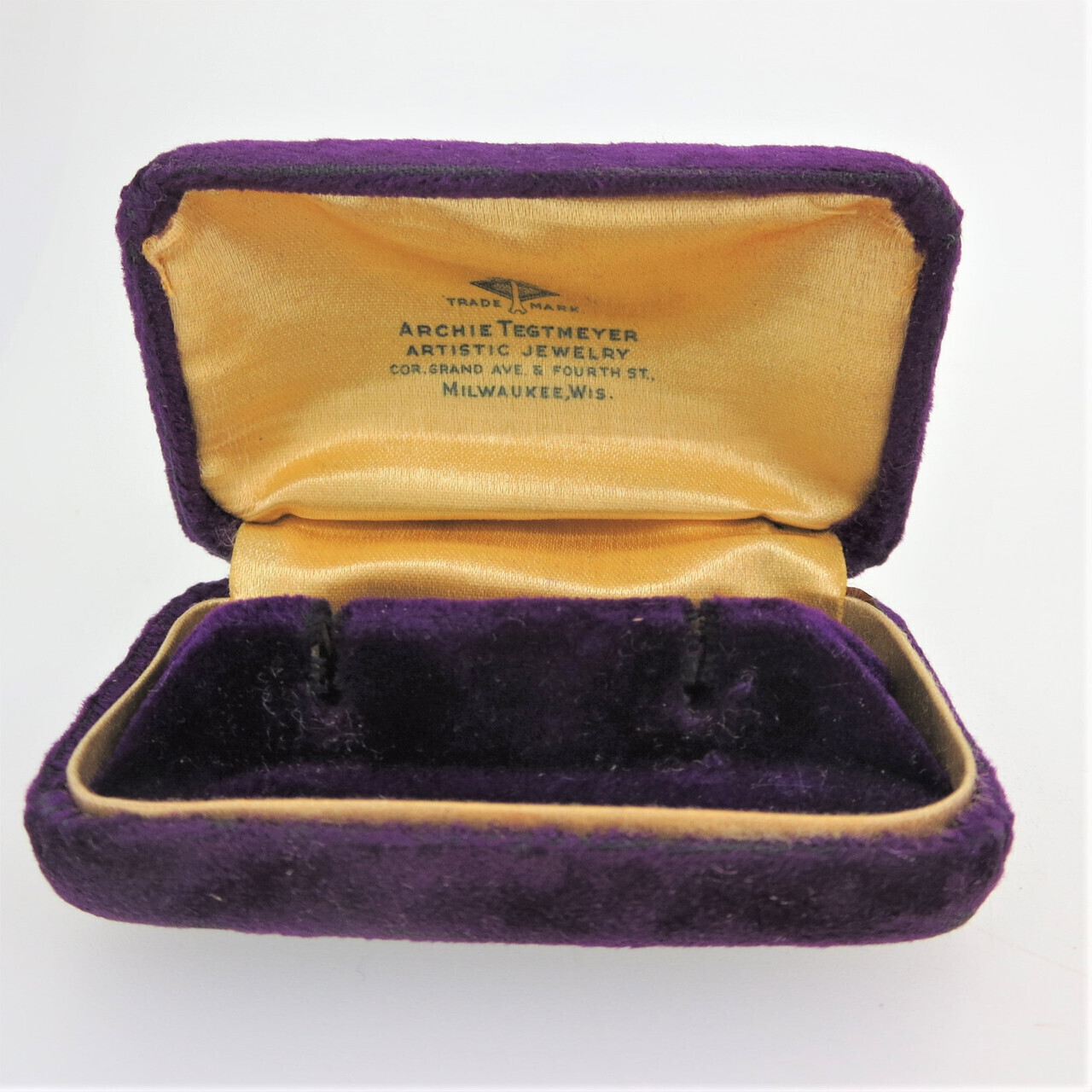 Vintage 10k Yellow Gold Cufflinks Engraved EBJ in Purple Velvet Box