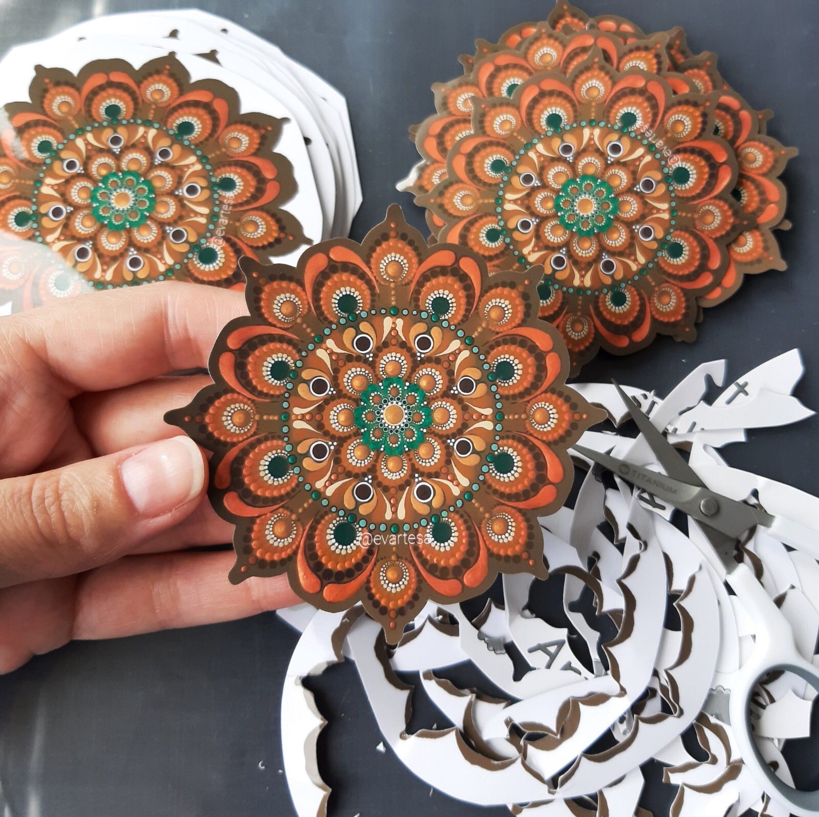Oxidized Copper Mandala Vinyl Sticker, Meditation Yoga Buddha Water Bottle Decal