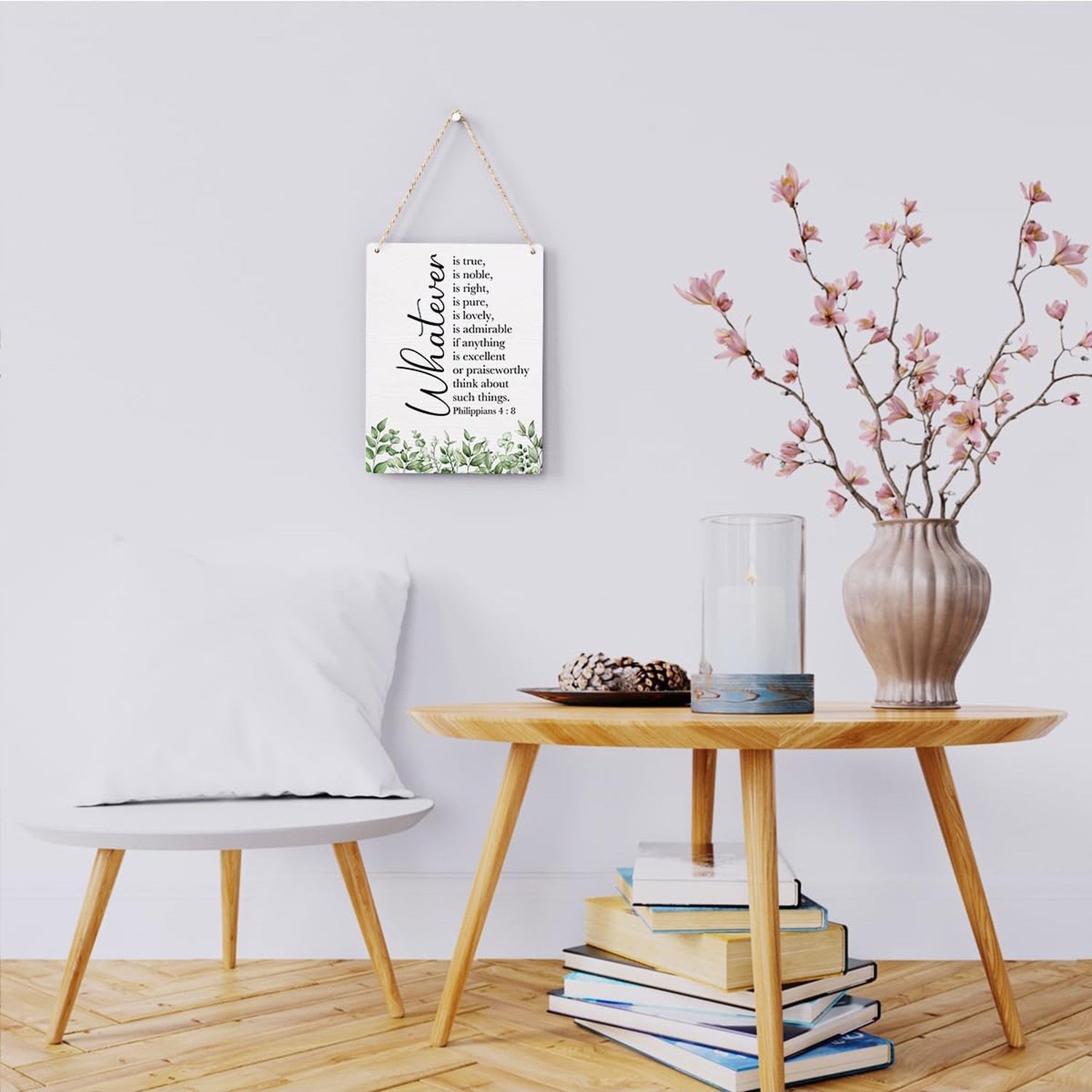 Inspirational Scripture Wall Art Bible Verses Philippians 4:8 Wooden Hanging …