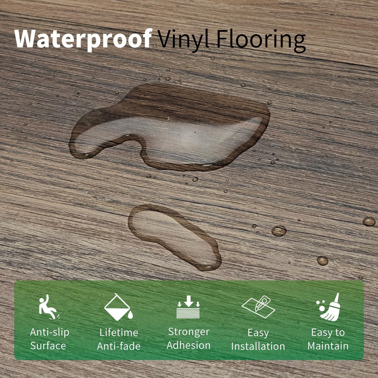 Mysflosy Self-Adhesive Vinyl Flooring Plank, 36 Pack – 6 x 36 inch, Natural W…