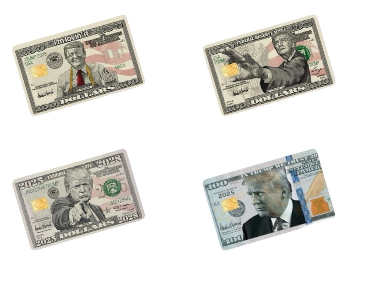 4-Pack Funny Meme Credit Card Skin Stickers – Small Chip – Pop Culture Parody