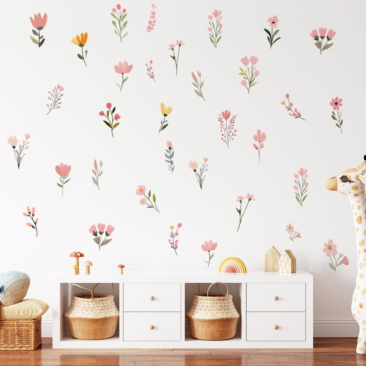 Flower Wall Decals，Boho Flower Wall Decals，Wildflower Sticker，Peel and Stick …
