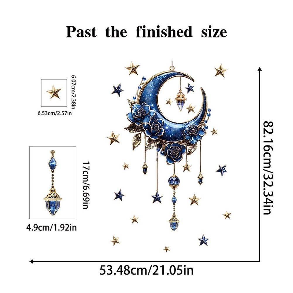PVC Ramadan Wall Sticker with Moon and Star for Bedroom Kitchen Decoration
