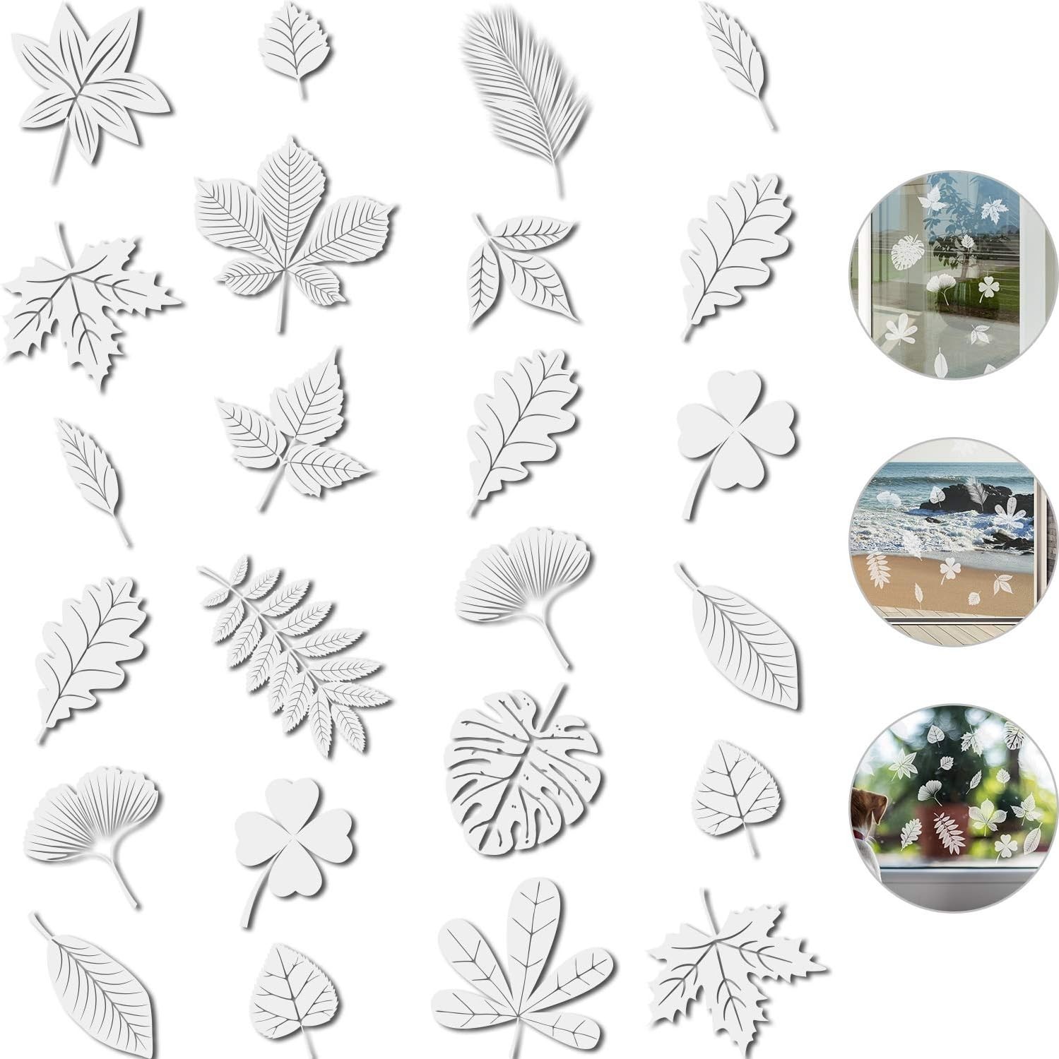 Reflective and Attractive Leaf Window Stickers – 32 Count Bird Safety