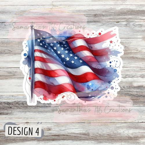 Patriotic Flags Vinyl Stickers 3" For Laptops, Cups, Etc. Water Resistant