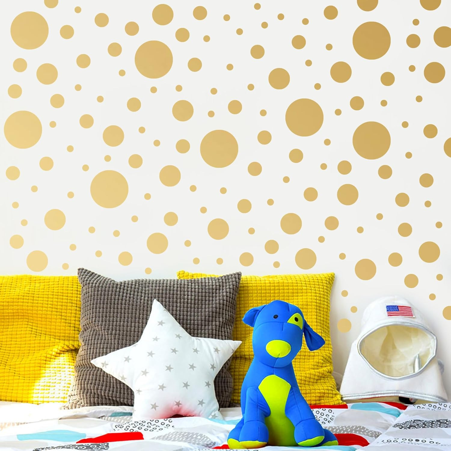 Polka Dot Wall Decals Gold Wall Decal Peel and Stick Kids Decals Removable round