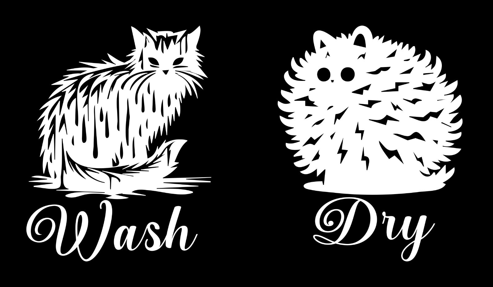 Washer Decal, Dryer Decal, Cat Wash and Dry Stickers, Laundry Room Cat Decor