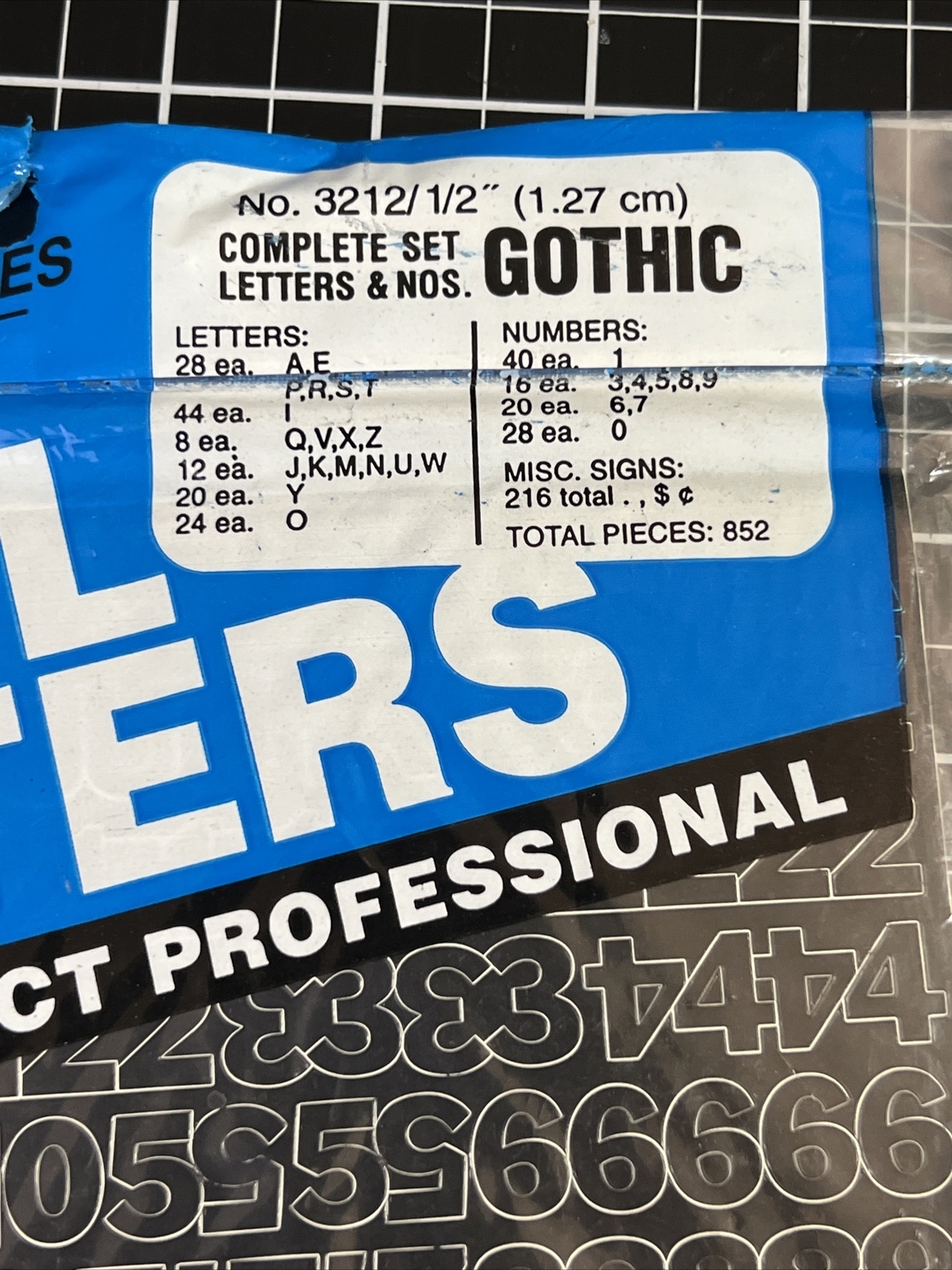 GOTHIC BLACK Adhesive Vinyl Letters & Numbers 1/2" INDOORS OUTDOORS SEALED