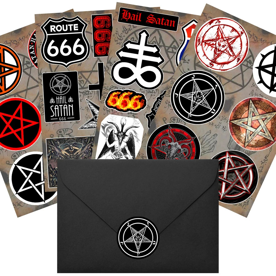 Occult Symbols Sticker Pack Satanic Leviathan Cross Baphomet Pentagrams 666