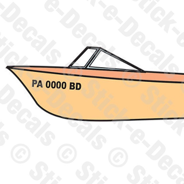 TWO (2) BOAT HULL WATERCRAFT REGISTRATION NUMBERS 3" Height Jet Ski Jetski Decal