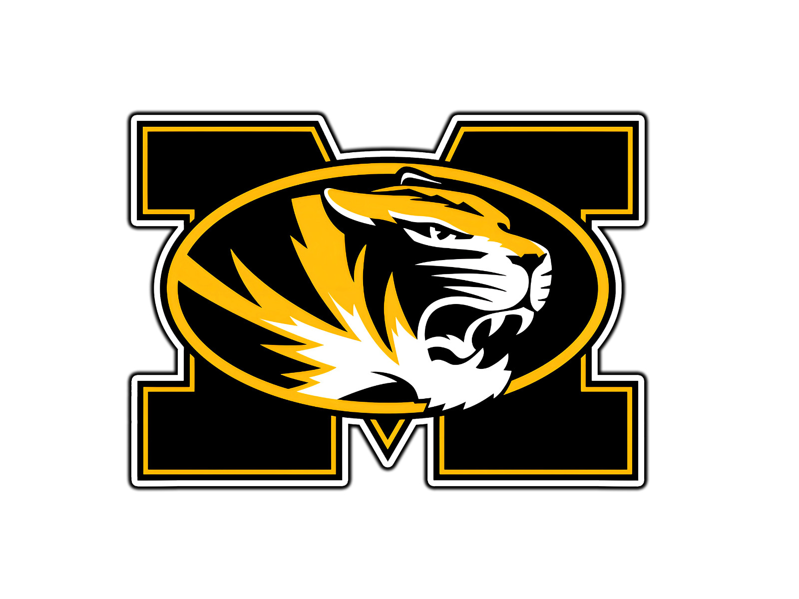 #339 Missouri Tigers Monogram Logo #2 Waterproof Vinyl Sticker Decal Die-Cut