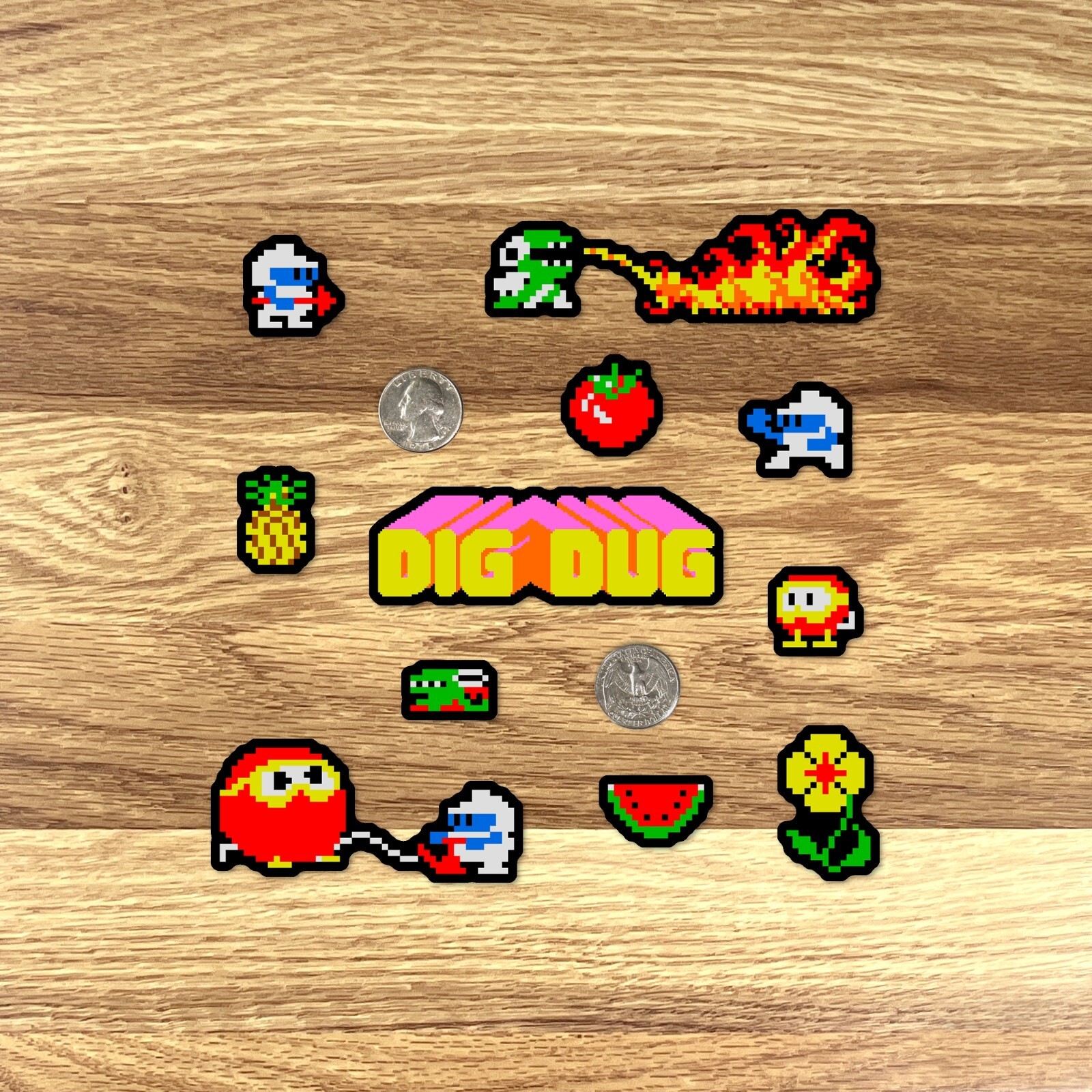 Dig Dug Stickers Arcade Pixel Art 35 Sticker Pack