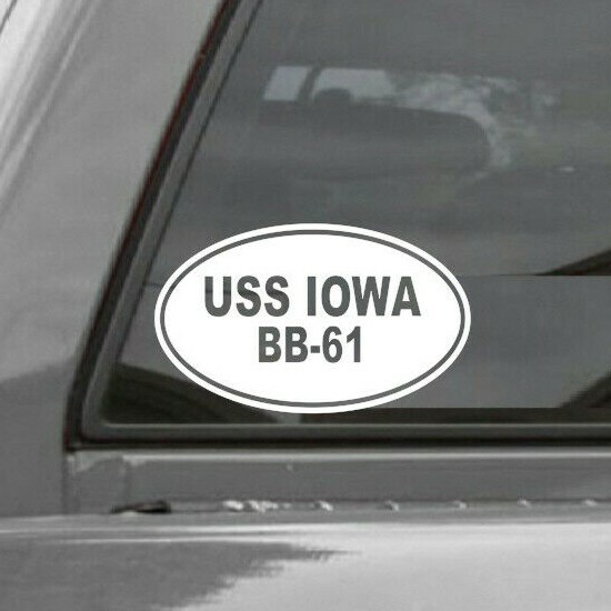 USS IOWA BB-61 EURO OVAL Vinyl Window Decal US NAVY