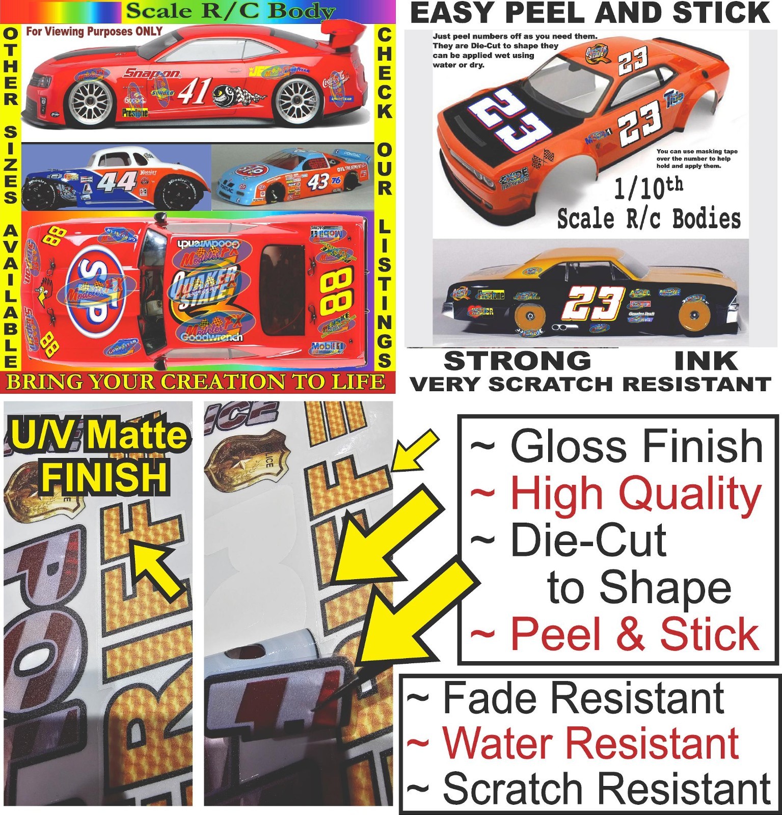 CLEAR VINYL GULF Sticker Gang SHEET 65-R/C MODEL Decals 1/12-1/10-GRAPHICS CUT