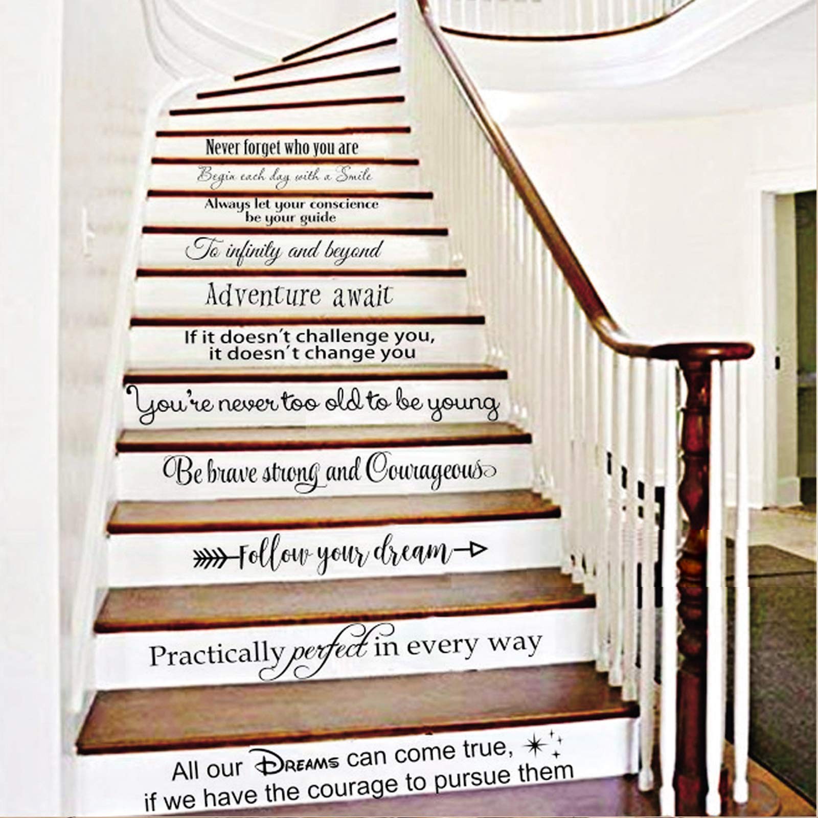 Stairway Decals Die Cut Inspirational Quotes Vinyl Wall Sticker for Stairs St…