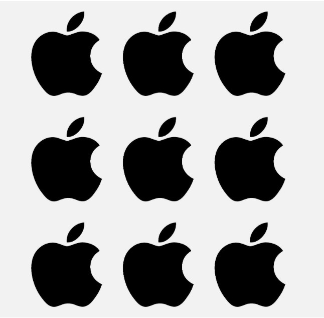 Apple logo Overlay Vinyl Decals IPhone 13, 14 Laptop Stickers Set of 9