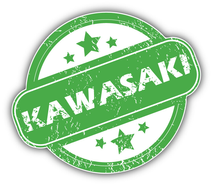Kawasaki Grunge Rubber Travel Stamp Car Bumper Sticker Decal – "SIZES"