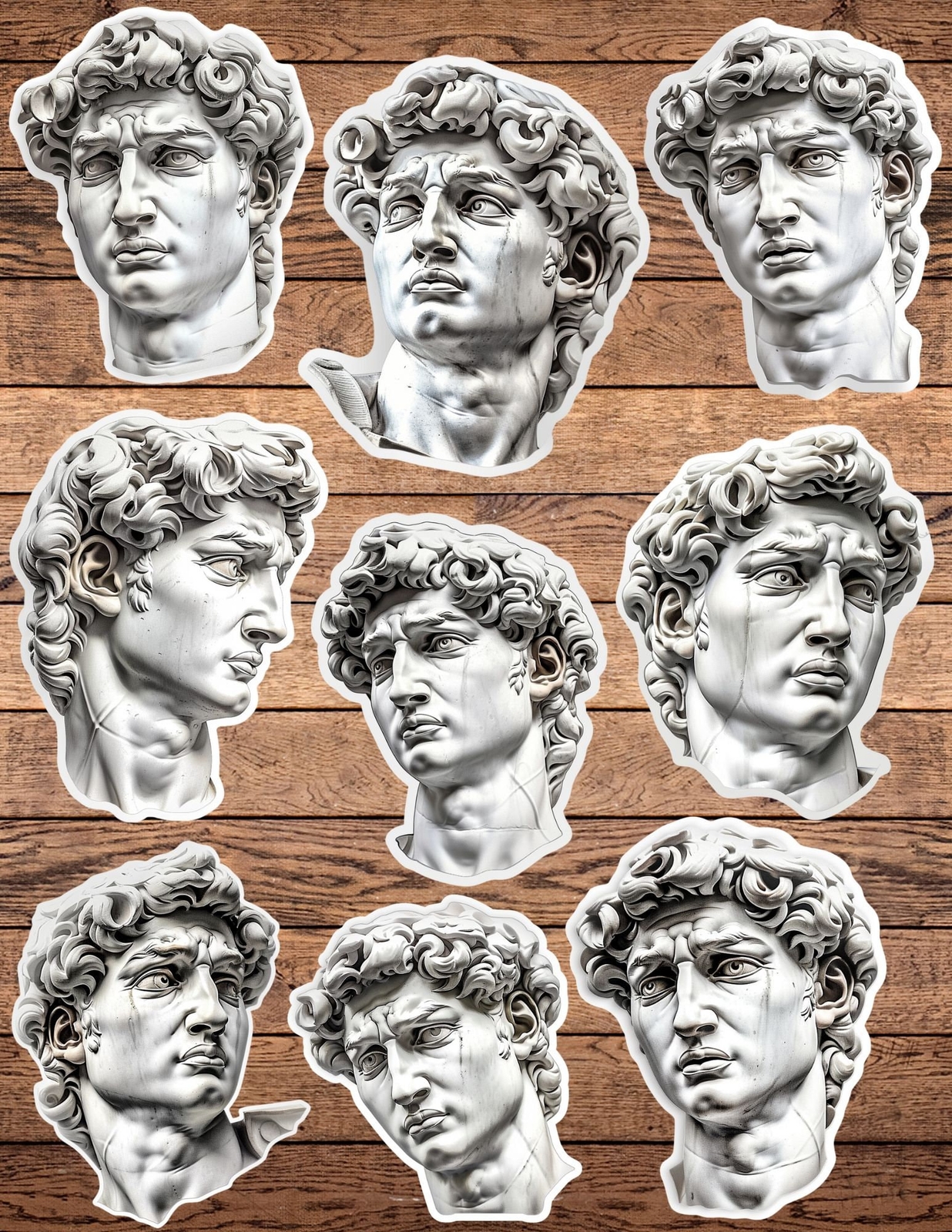 Statue Head Die Cut Vinyl Stickers Set Notebook Laptop Waterbottle Sticker