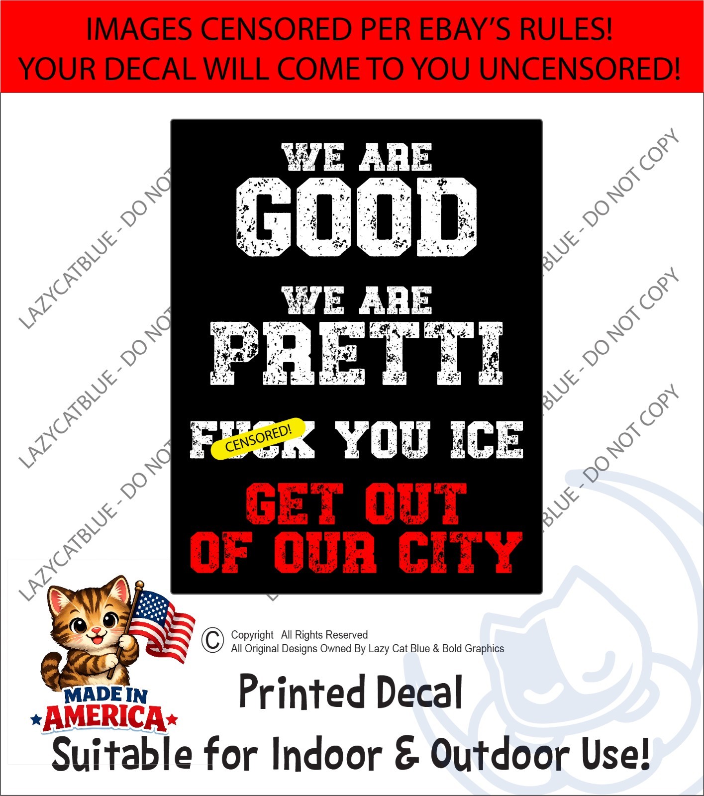 F*** ICE We Are Good Pretti Decal Sticker Support Protest Anti MAGA Trump CIty