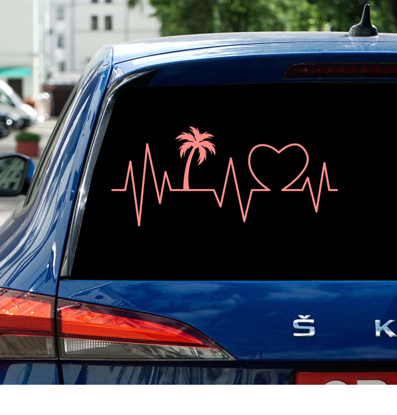 Palm Tree heartbeat lifeline Decal Tropical coastal wall car window glass door