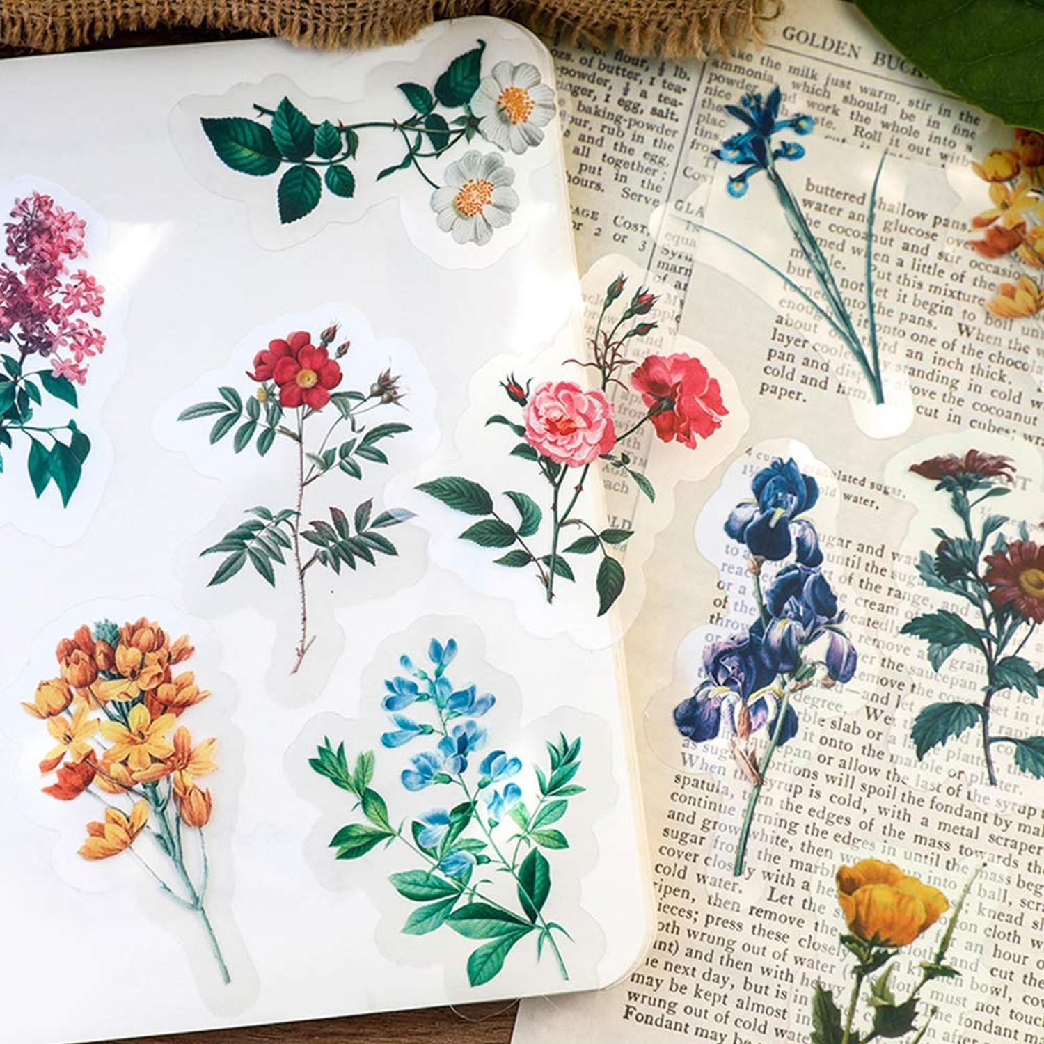 Vintage Natural Stickers, 40Pcs Pretty Floral Decorative Retro Adhesive Water…