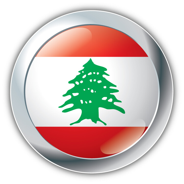 Lebanon Flag Glossy Silver Label Car Bumper Sticker Decal