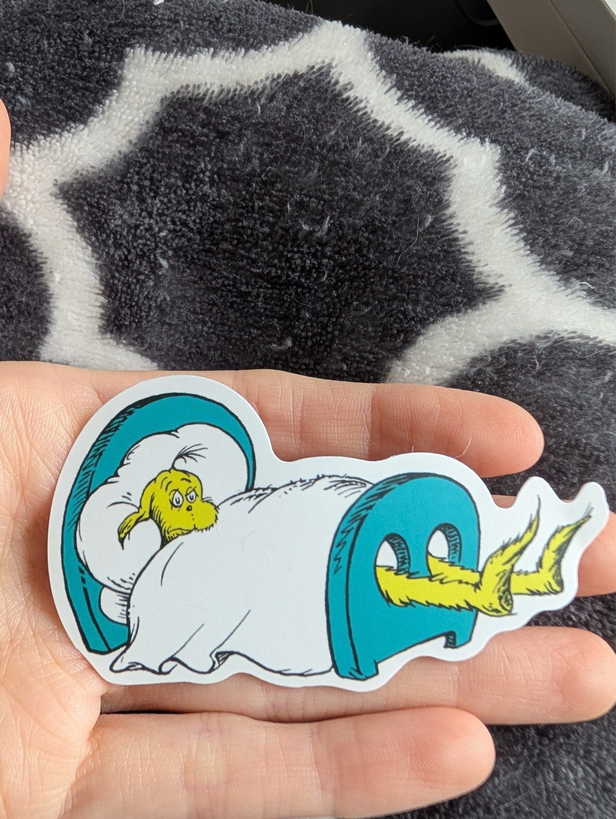 Dr Seuss Sticker | Whimsical Cartoon Vinyl, Ned in the Bed