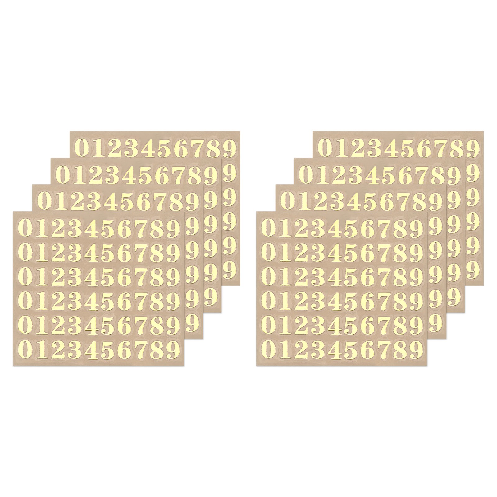 Number Resin Stickers 8 Sheets Sticker Glitter Alloy Gold 3mm High