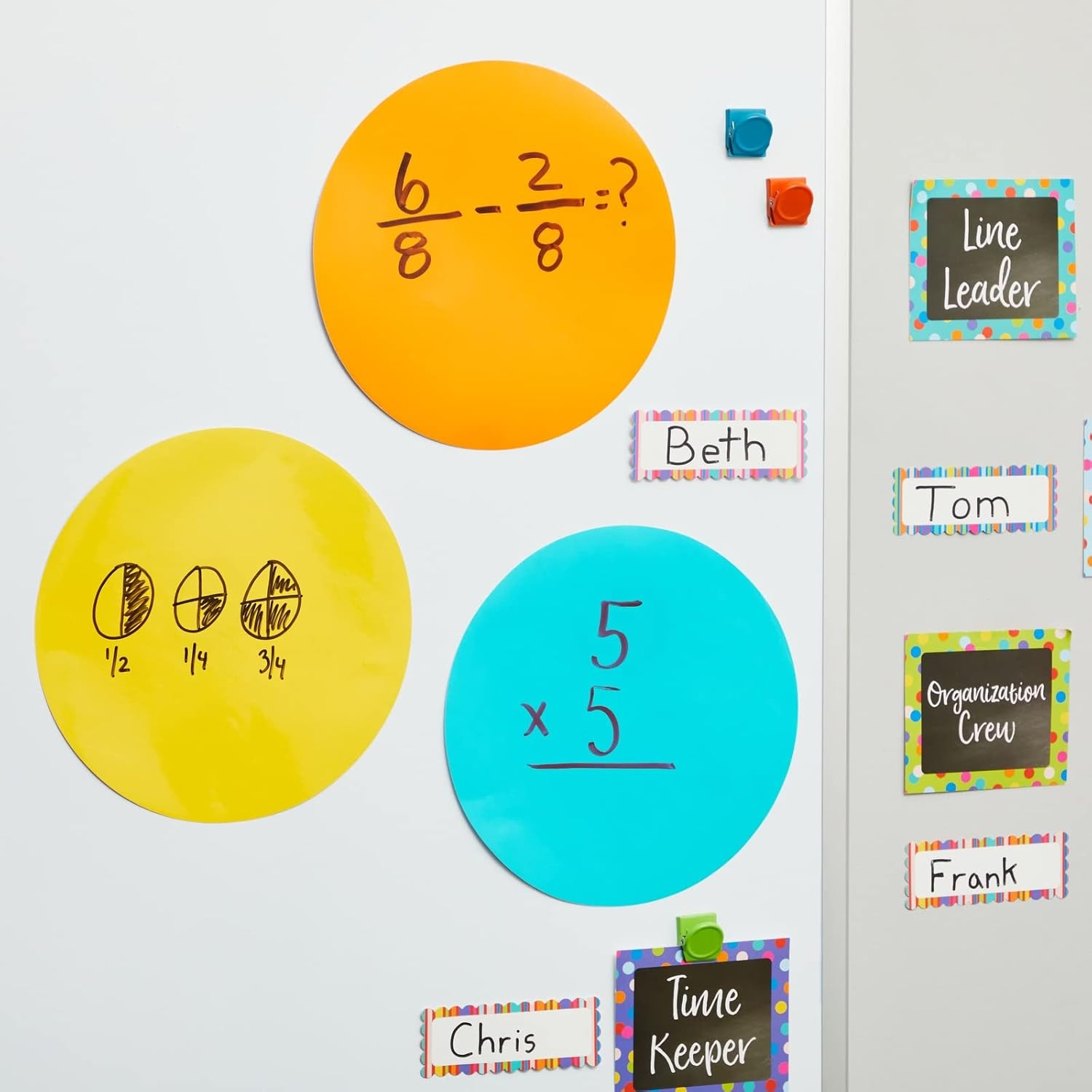 24 Pack 11-Inch Dry Erase Spots and Sticker Dots for Classroom Tables – Peel and