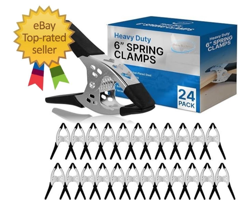 Lot of 24-6" inch Spring Clamp Large Super Heavy Duty Spring Metal Black – 3 inc