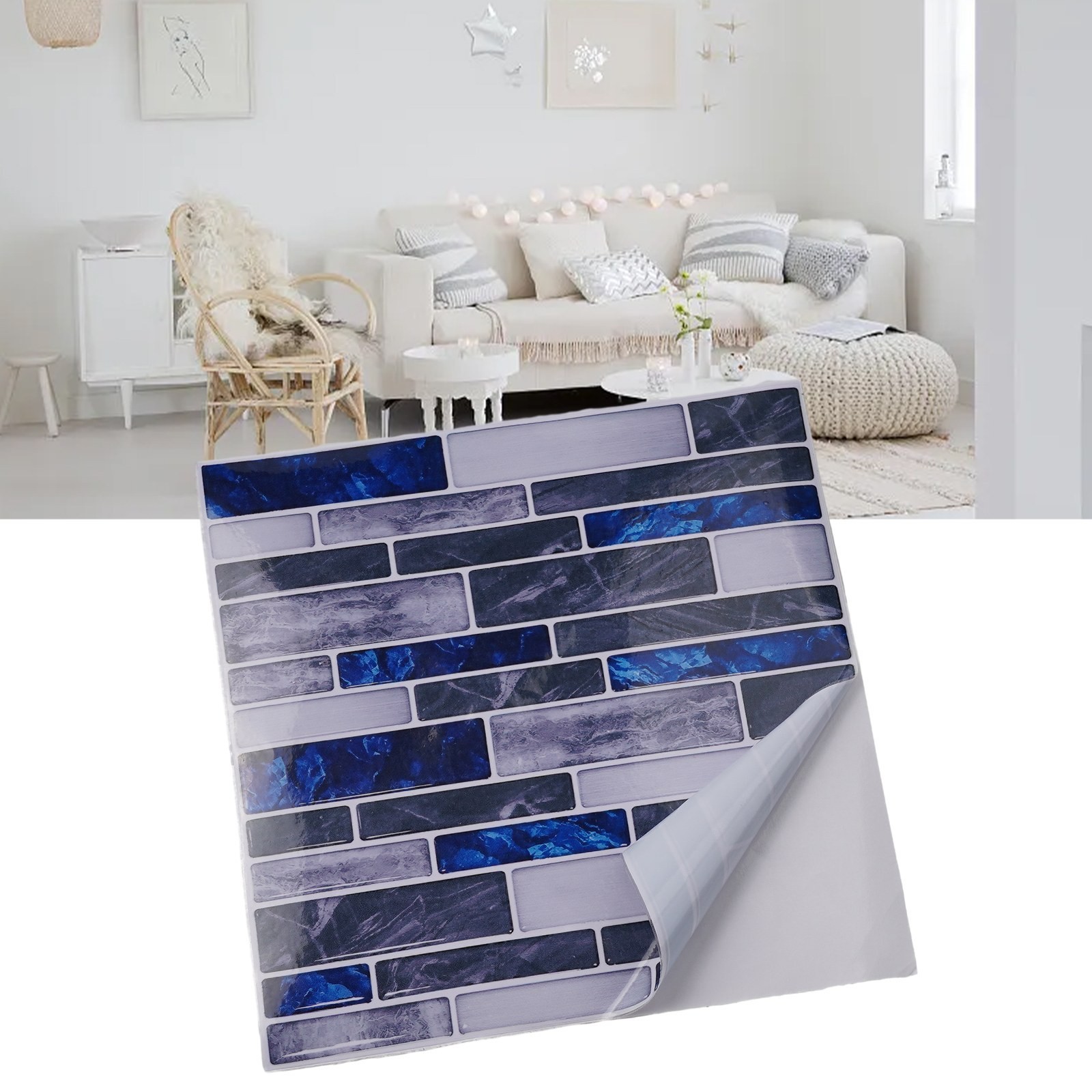 Easy Installation 3D Tile Stickers Waterproof Kitchen Bathroom Decor (10Pcs)