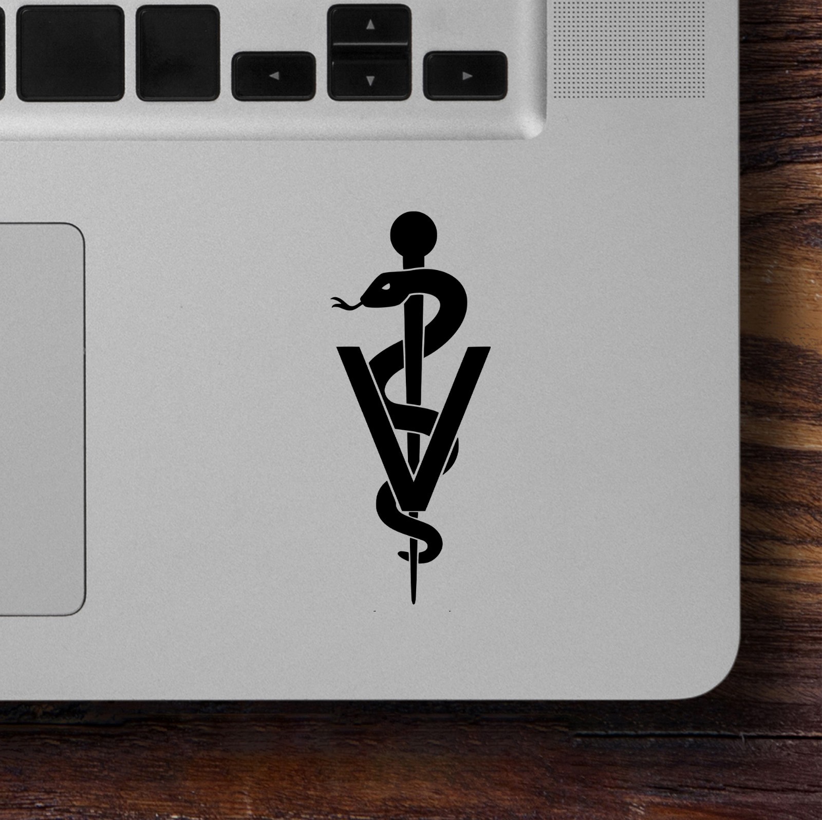 Veterinary Rod of Asclepius with Snake Vinyl Decal | Vet Medicine Symbol Sticker